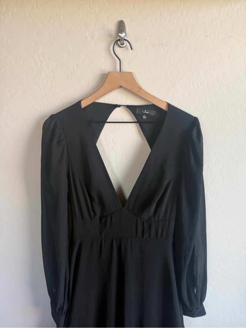 Lulu's Black Long Sleeve Backless Dress L Whimsigoth Glam Milkmaid - Picture 5 of 6